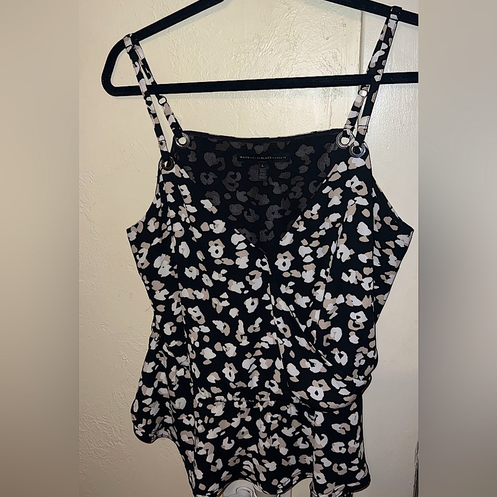 New w/o tags White House Black Market leopard  sleeveless blouse w/ waist tie